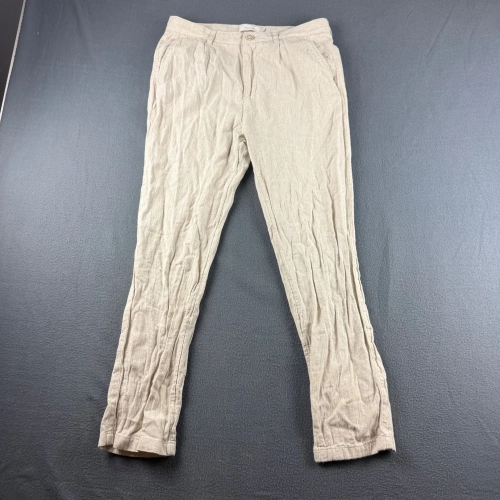 Porter & Ash Linen Pants Men's 30 (Fits 31x28) Beige Lightweight Summer Beach